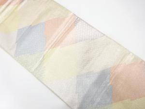 松皮菱・古典柄尽くし模様織り出し　袋帯